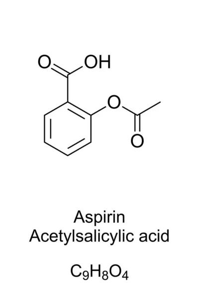 Aspirina Fórmula Estructura Molecular Ácido Acetilsalicílico Asa Medicamentos Utilizados Para — Archivo Imágenes Vectoriales