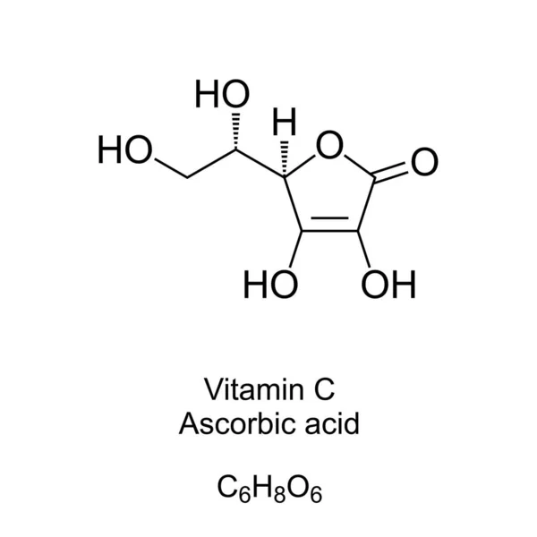 Vitamiini Luuston Kaava Molekyylirakenne Askorbiinihappo Joka Tunnetaan Myös Nimellä Askorbaatti — vektorikuva