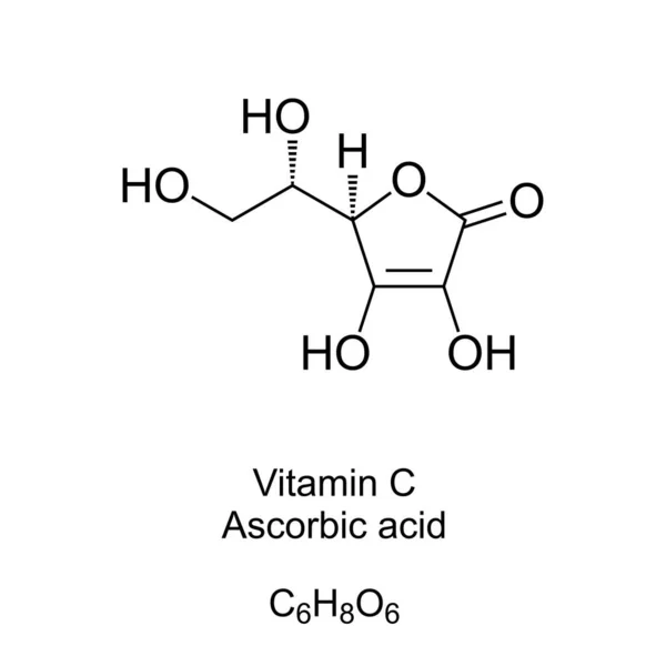 Σκελετικός Τύπος Βιταμίνης Και Μοριακή Δομή Ασκορβικό Οξύ Επίσης Γνωστό — Διανυσματικό Αρχείο