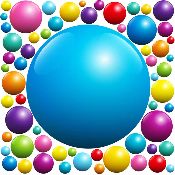 Blauwe Bal Omgeven Door Vele Kleurrijke Ballen Geïsoleerde Vector Illustratie — Stockvector