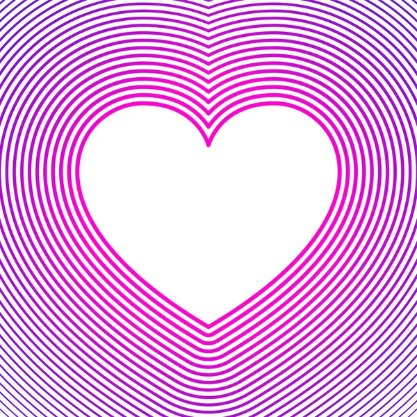 Vit Hjärta Symbol Med Rosa Och Lila Offset Linjer Vit — Stock vektor