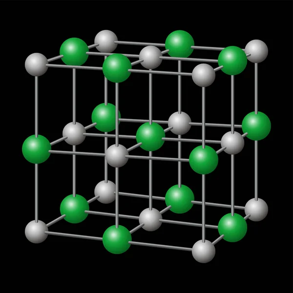 Cloruro Sodio Struttura Cristallina Nacl Con Sodio Grigio Cloruro Verde — Vettoriale Stock