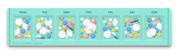 Pille Arrangør Med Til Mange Lægemidler Symbol Overmedicin Overdosis Hypokondrier – Stock-vektor