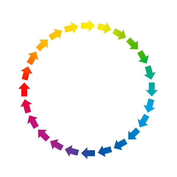 Setas Círculo Símbolo Circuito Com Gradiente Arco Íris Setas Coloridas —  Vetores de Stock