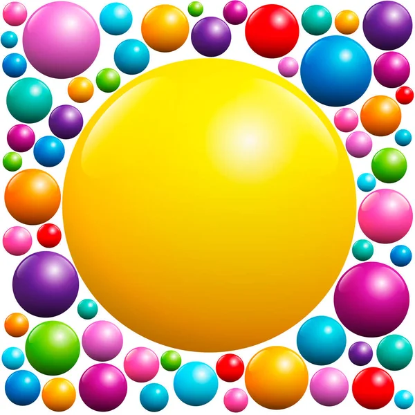 Yellow Ball Many Colorful Balls Isolated Vector Illustration White Background — Stock Vector