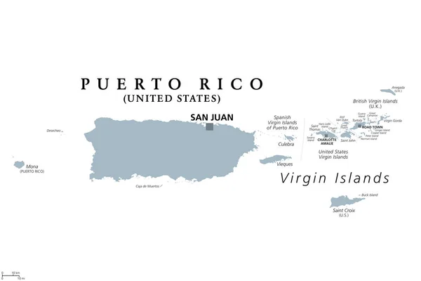 푸에르토리코와 아일랜드 스페인 아일랜드 영국의 영토와 미국의 비법인 흰색을 Vector — 스톡 벡터