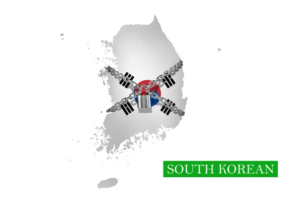 South Korean Shutdown Chain Padlock Lock South Korean Flag — 스톡 사진