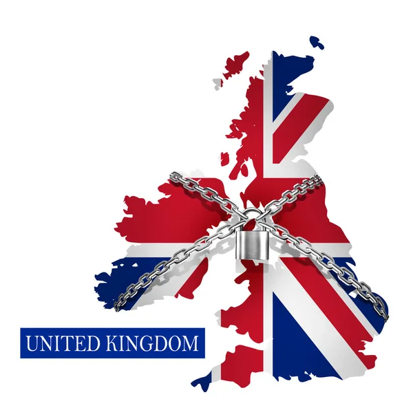 United Kingdom Shutdown Chain Padlock Lock United Kingdom Flag Inglês — Fotografia de Stock