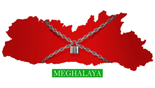 Meghalaya Kapatma Zinciri ve asma kilit. 3B görüntüleme