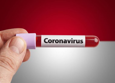 Coronavirus 'u tutan bilim adamı Endonezya bayrağı önünde test tüpündeki kanı enfekte etti. Dünya konseptindeki ülkelerde salgın Covid-19 enfeksiyonu.