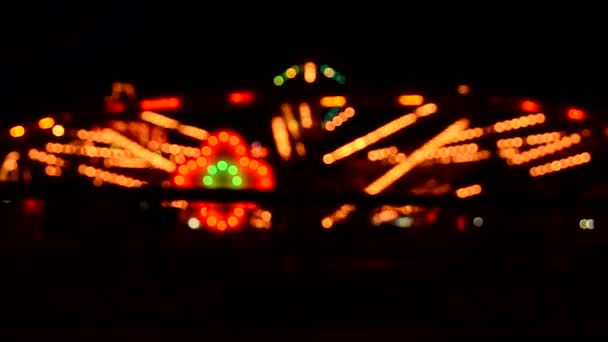 Blurred Amusement park ride at night. — Stock Video