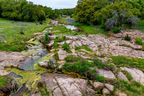 野生の花と岩の多いテキサス州クリーク. — ストック写真