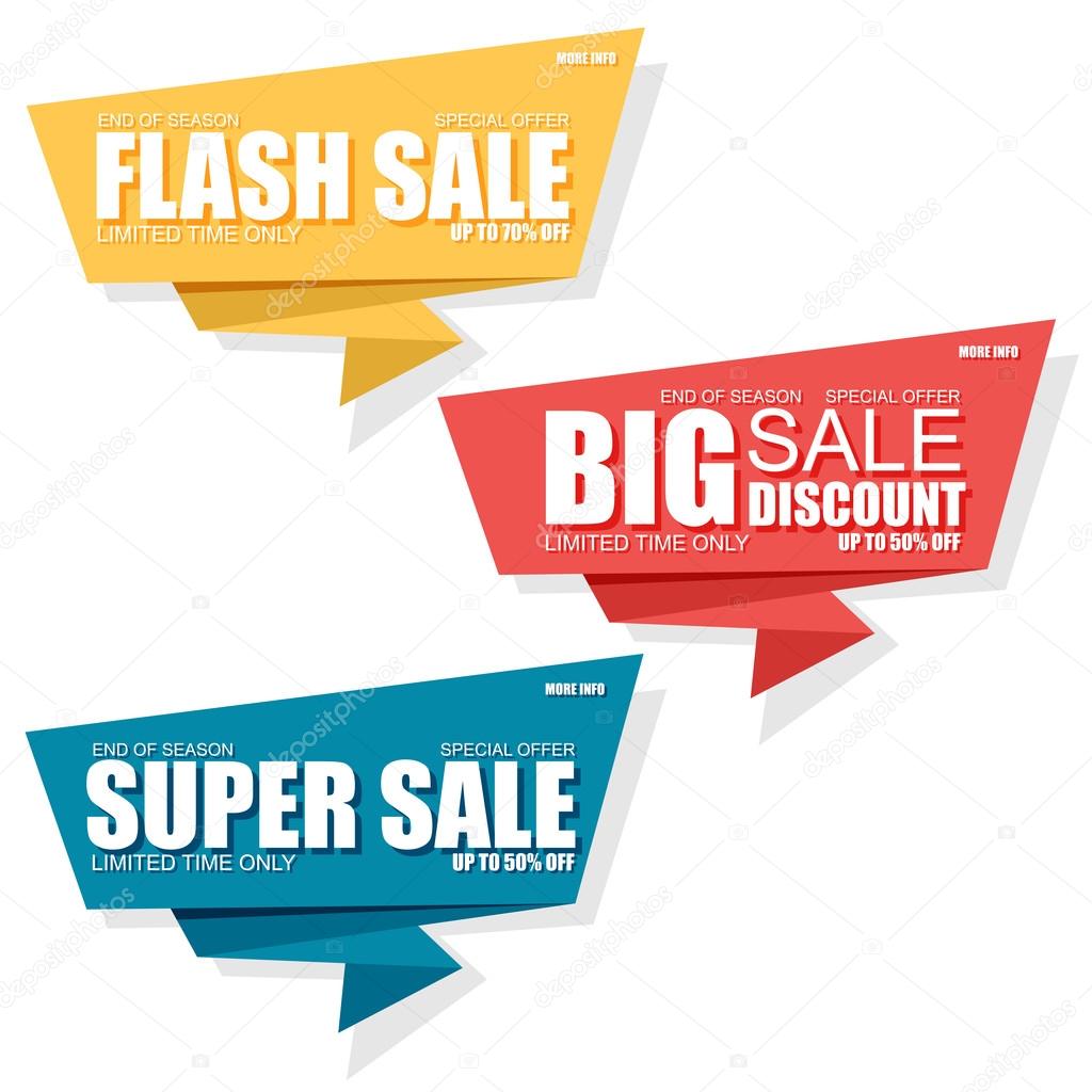 Super sale banner vector design template on white background. Can be used for weekend special offer, discount sticker, origami label, paper tag, shopping, poster, advertising, postcard.