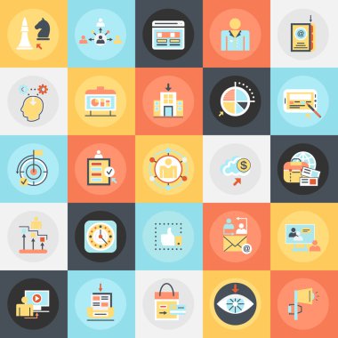 Modern iş yapmanın düz kavramsal simgeler paketi