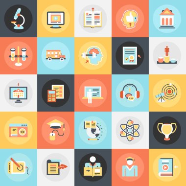 Düz kavramsal simgeler paketi Internet eğitim 