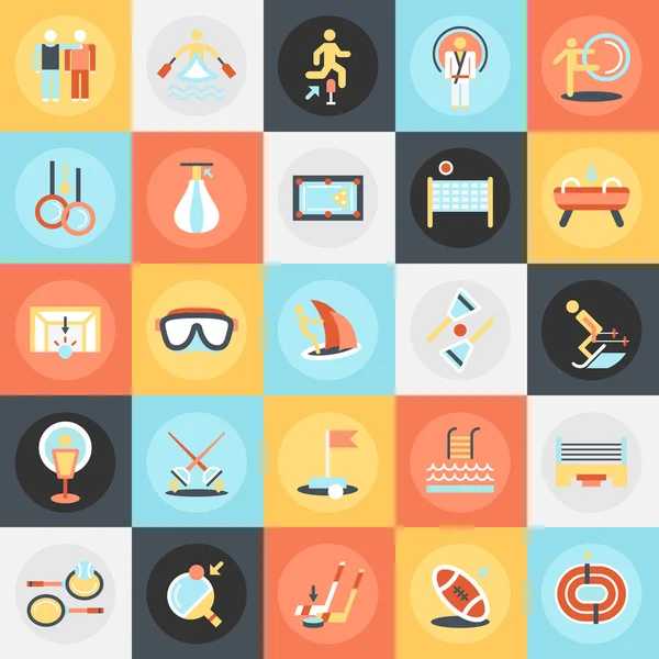 Iconos conceptuales planos pack de deportes — Vector de stock