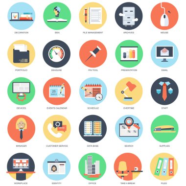 Düz kavramsal Icon set başlangıç ve yeni iş
