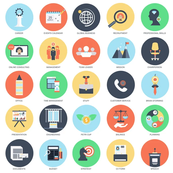 Flat conceptual icon set of corporate management — Stock vektor