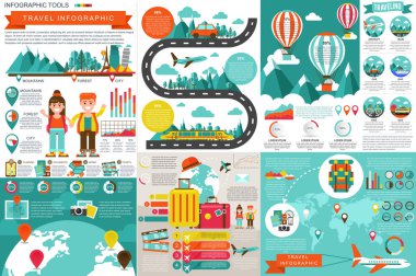 Flat travel infographic elements vector design template