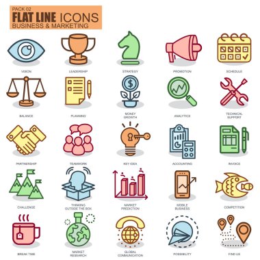 İnce çizgi iş ve simgeler pazarlama