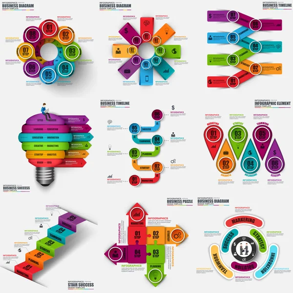 Visualisasi data bisnis infografis - Stok Vektor