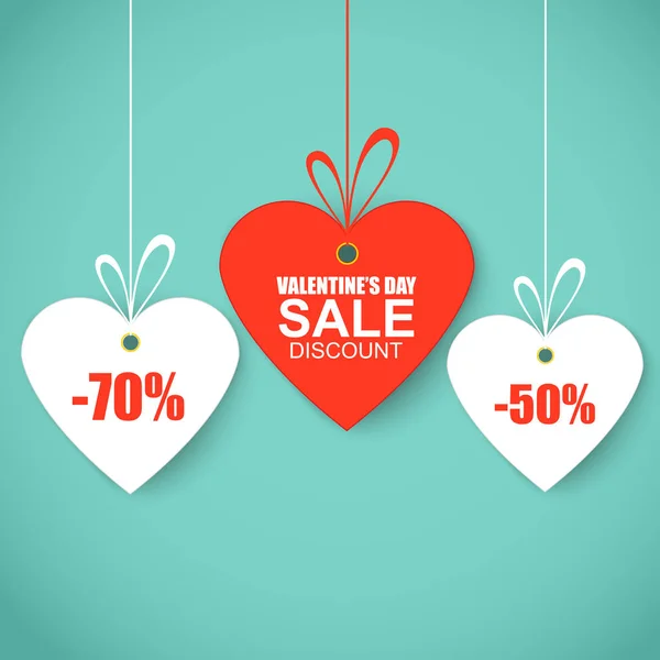 Valentines day heart sale tags, — Stock Vector