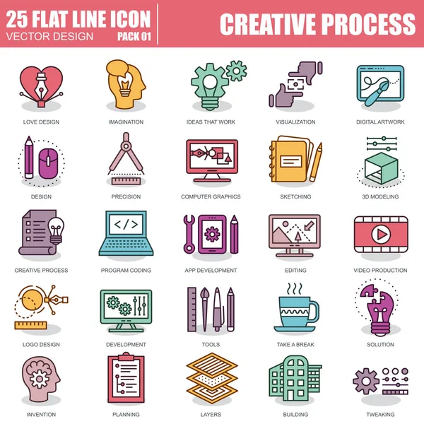 Set di icone del processo creativo — Vettoriale Stock