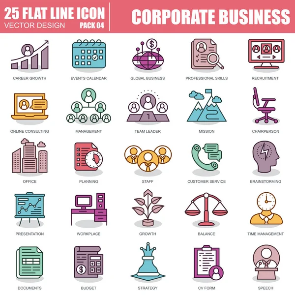 Conjunto de iconos de negocios corporativos — Vector de stock