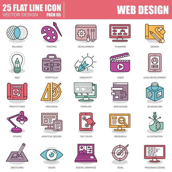 Conjunto de iconos de diseño web — Vector de stock