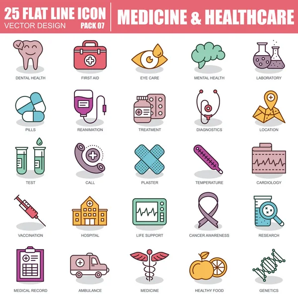 Conjunto de iconos de la medicina sanitaria — Vector de stock