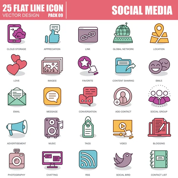 Conjunto de iconos de redes sociales — Vector de stock