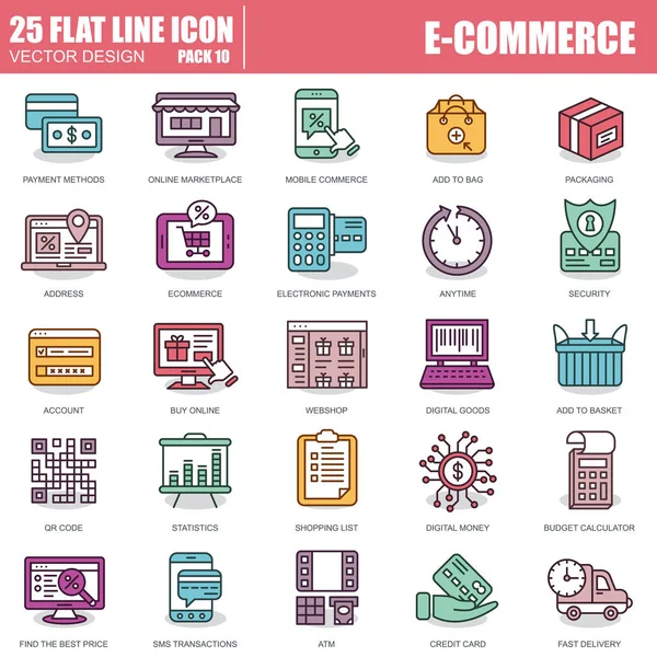 Reihe von E-Commerce-Symbolen — Stockvektor