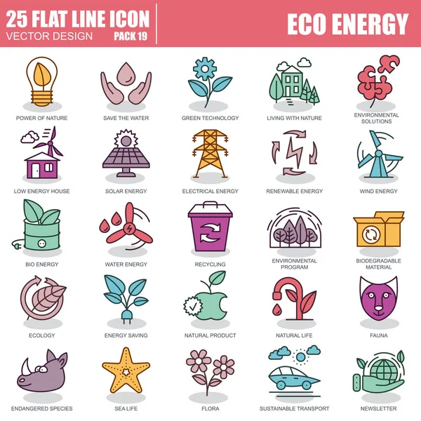 Conjunto de iconos de la energía ecológica — Vector de stock