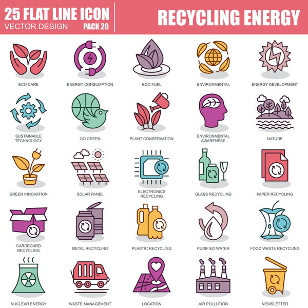 set of recycling energy icons 