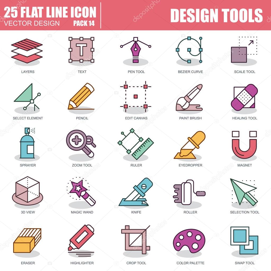 set of design tools icons