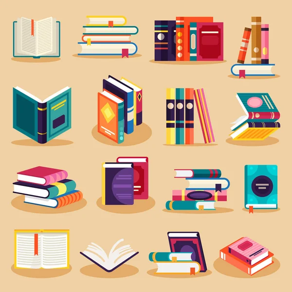 Colección de libros de colores — Vector de stock