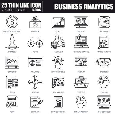 Thin line business and marketing icons  clipart