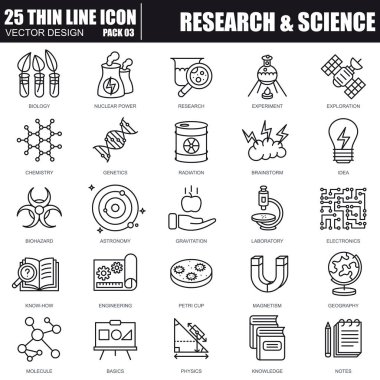 Thin line research and science icons set  clipart