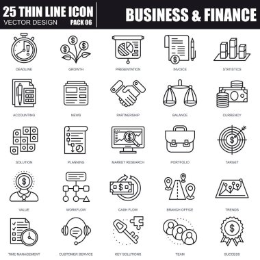 İnce çizgi bankacılık ve Finans Icons set 