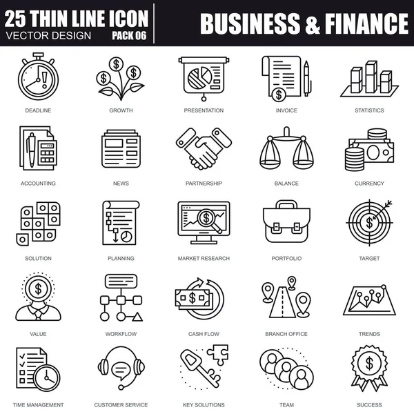 Conjunto de ícones finos bancários e financeiros —  Vetores de Stock