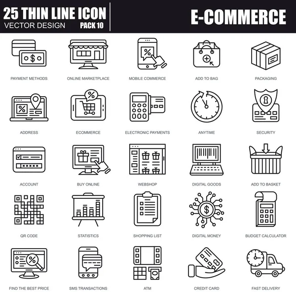 Iconos de compras y comercio electrónico — Vector de stock