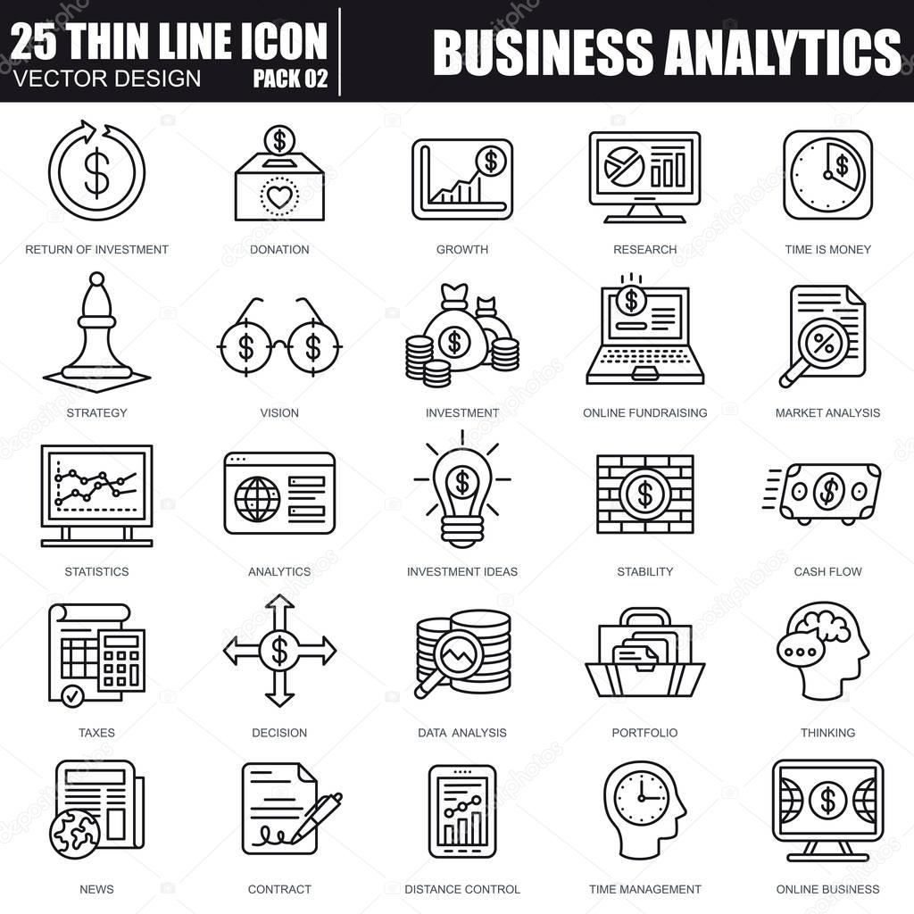 Thin line business and marketing icons 