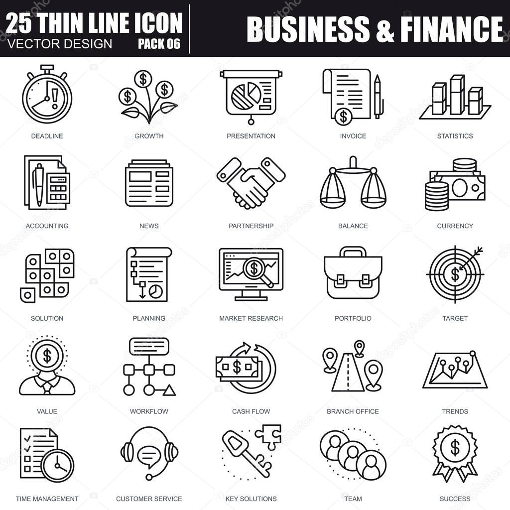 Thin line banking and finance icons set 