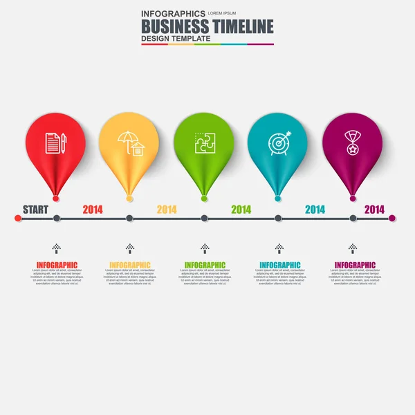 Garis waktu bisnis infografis - Stok Vektor