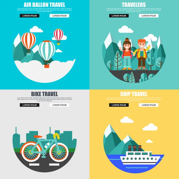 Conjunto de banners de viagem — Vetor de Stock