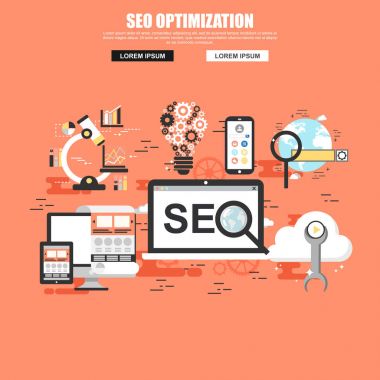 SEO kavramsal web afiş.