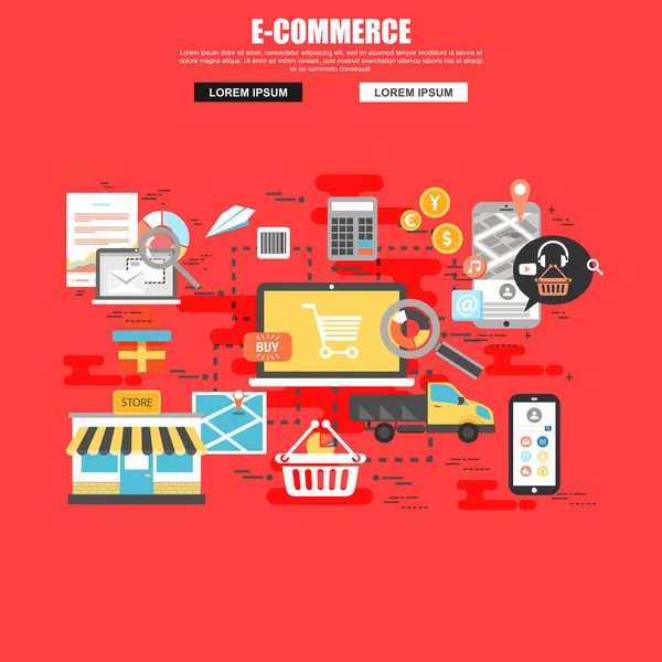 Concetto piatto di e-commerce — Vettoriale Stock