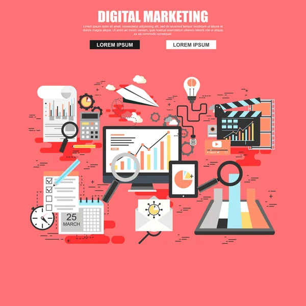 Concepto conjunto de marketing digital — Vector de stock