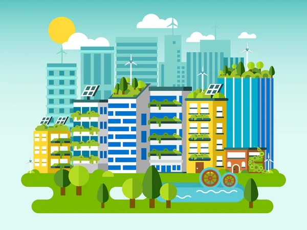 Düz kavramı yeşil şehir manzarası.