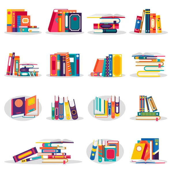 Conjunto de iconos con libros de colores — Vector de stock